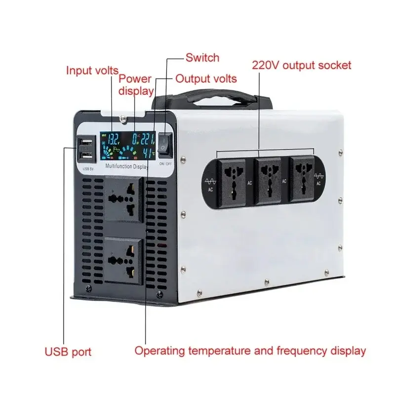 Power Pure Sine Wave Inverter 12V 24V 48V 60V 72V 96V to 220V 50Hz Converter 12000W 10000W 8000W Solar Car Inverters Off Grid