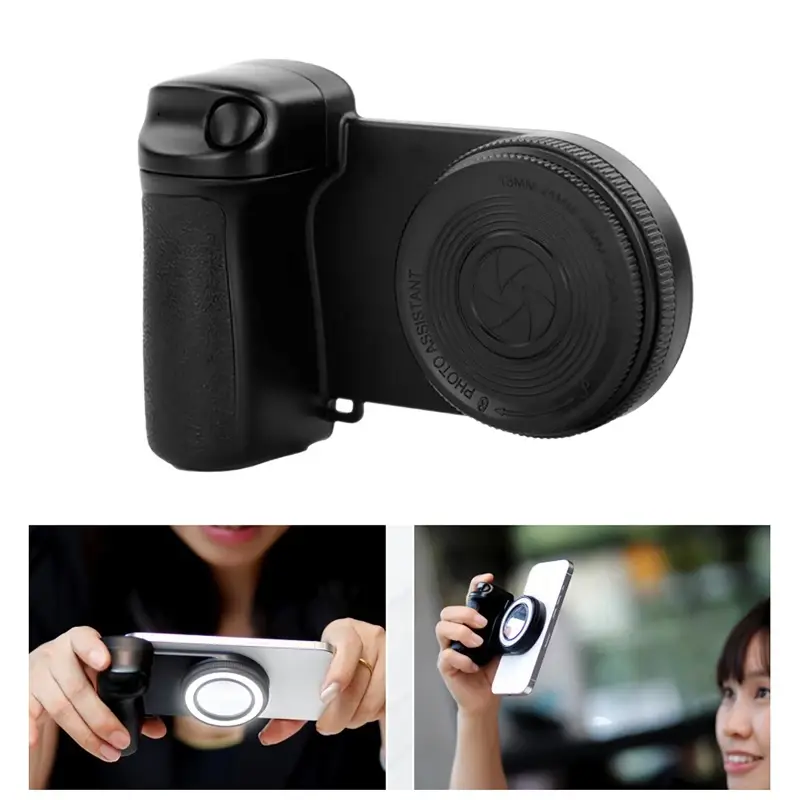 Bluetooth Phone Fill Lights for Shutter Phone Hand Grip Camera Handle Grip Selfie Stablizer Selfie Handle for iPhone 16 15 Vlog