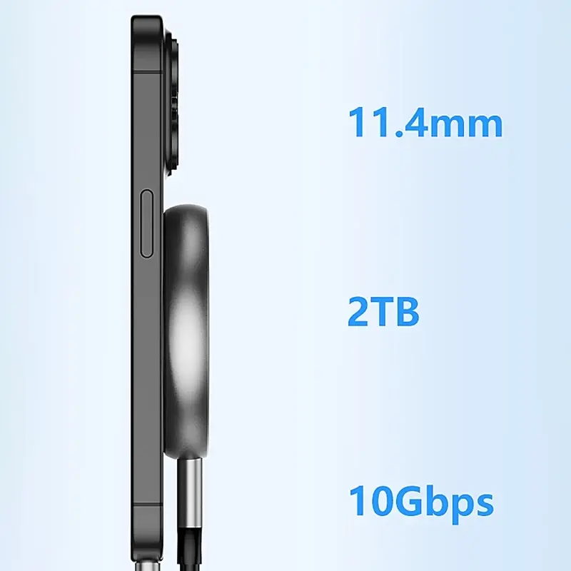 Magnetic Hard Drive Box for iPhone15 Pro Max M.2 2230 2242 NVMe SSD Enclosure 10Gbps USB C 3.2 Gen2 to NVMe PCI-E PD 100W Charge