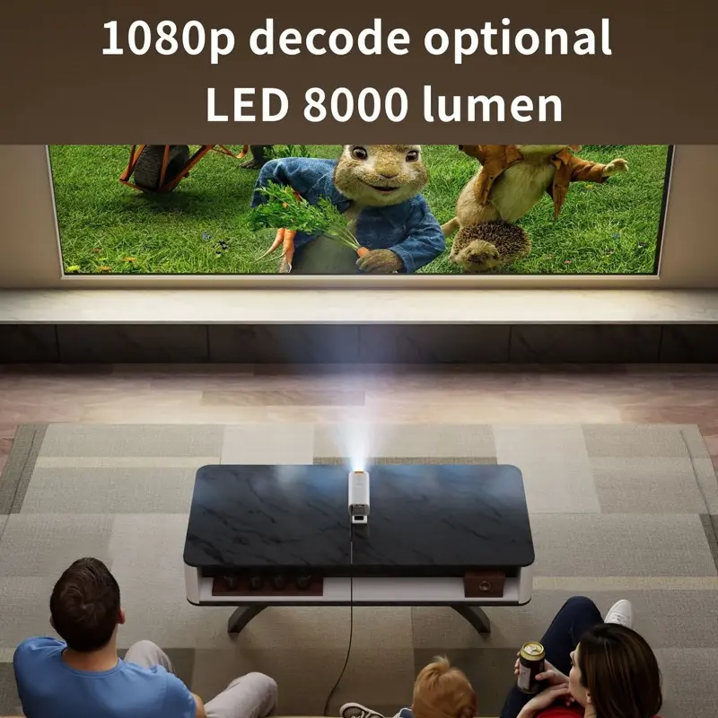 Home Theater Android 12.0 Projector 8000 Lumens 1080P Outdoor Portable Mini Movie Home with Dual WiFi BT5.0 Upgrated Projectors