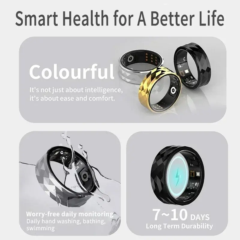 Smart Ring--Heart Rate Blood Oxygen Monitoring Sleep Health Monitor Sport Activity Fitness Calorie Counting Tracker Rings IP68