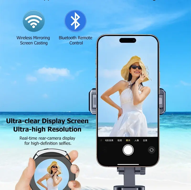 Wireless Smartphone Magnetic Monitor Screen Projector for Phone Vlog Live Stream Video Recording Screen Phone Rear Camera Selfie