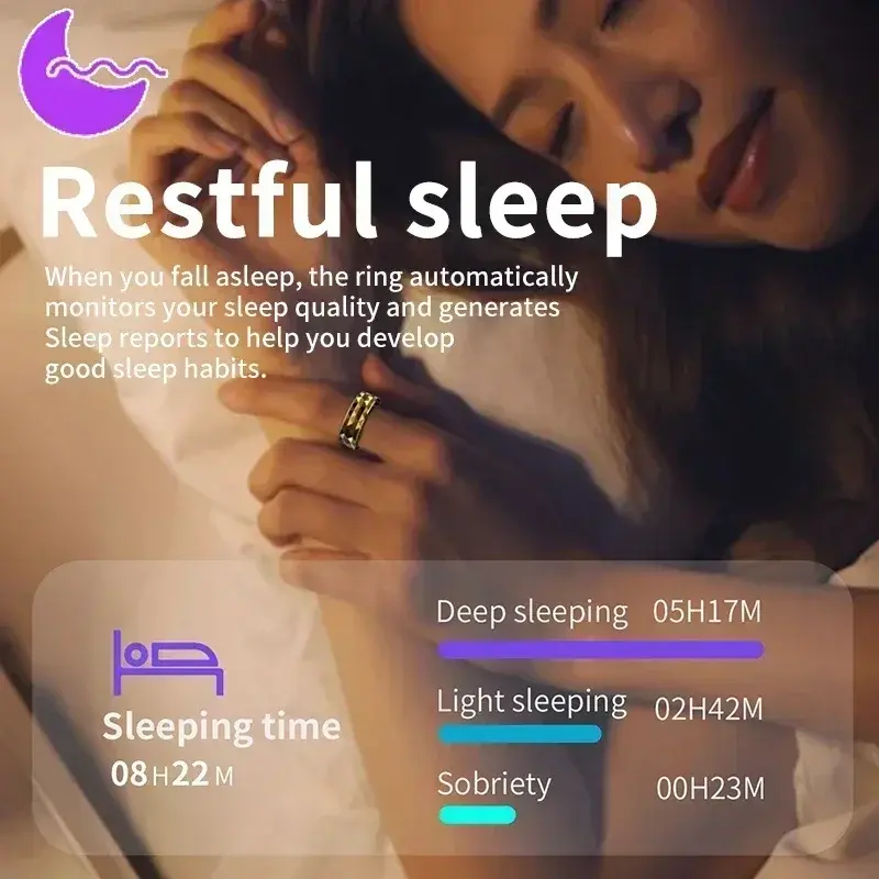Smart Ring--Heart Rate Blood Oxygen Monitoring Sleep Health Monitor Sport Activity Fitness Calorie Counting Tracker Rings IP68