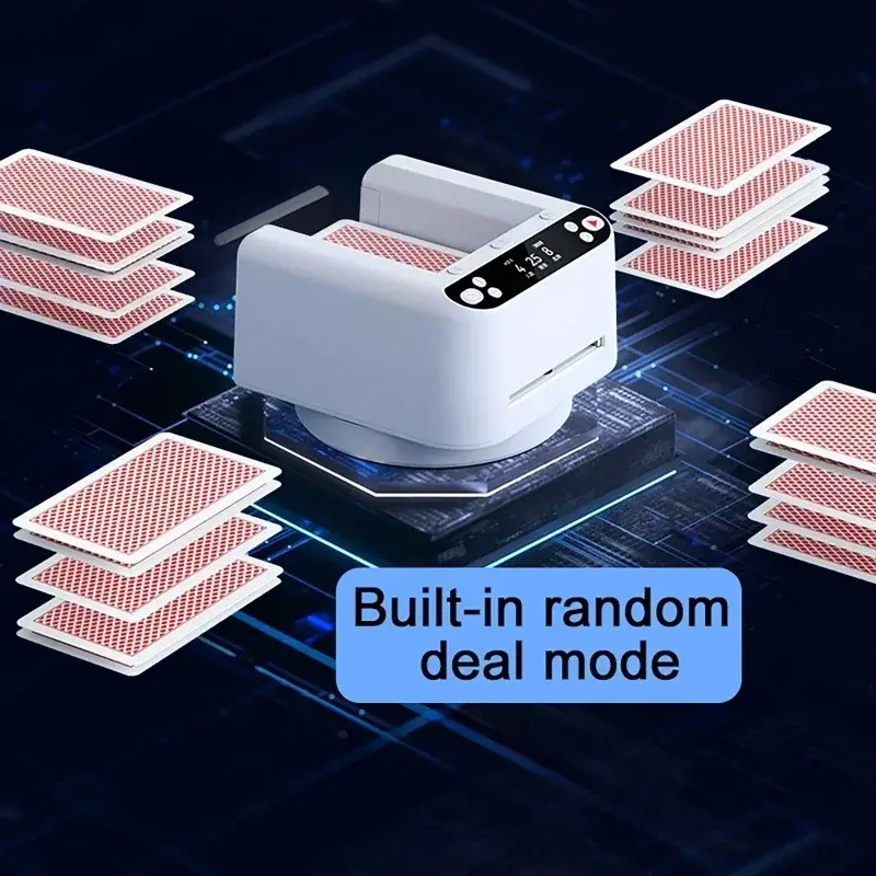 Automatic Card Dealer Rechargeable Dealing Play Cards Distribution Machine OLED Display for Outdoor Camping Birthday Party Cards