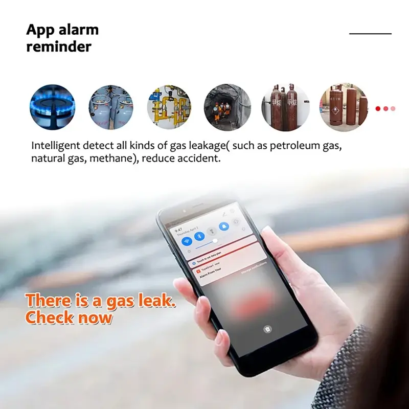 Tuya 2.4G WiFi Gas Alarm Sensor Combustible Gas Detector Works with Smart Life APP Information Push Tester for Home Alarm System