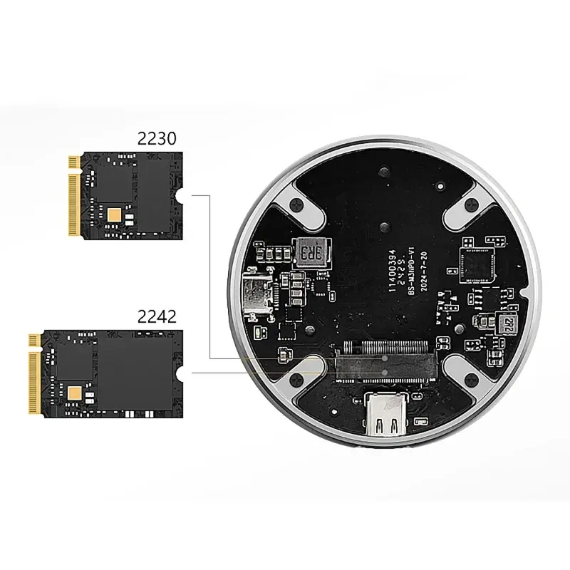 Magnetic Hard Drive Box for iPhone15 Pro Max M.2 2230 2242 NVMe SSD Enclosure 10Gbps USB C 3.2 Gen2 to NVMe PCI-E PD 100W Charge