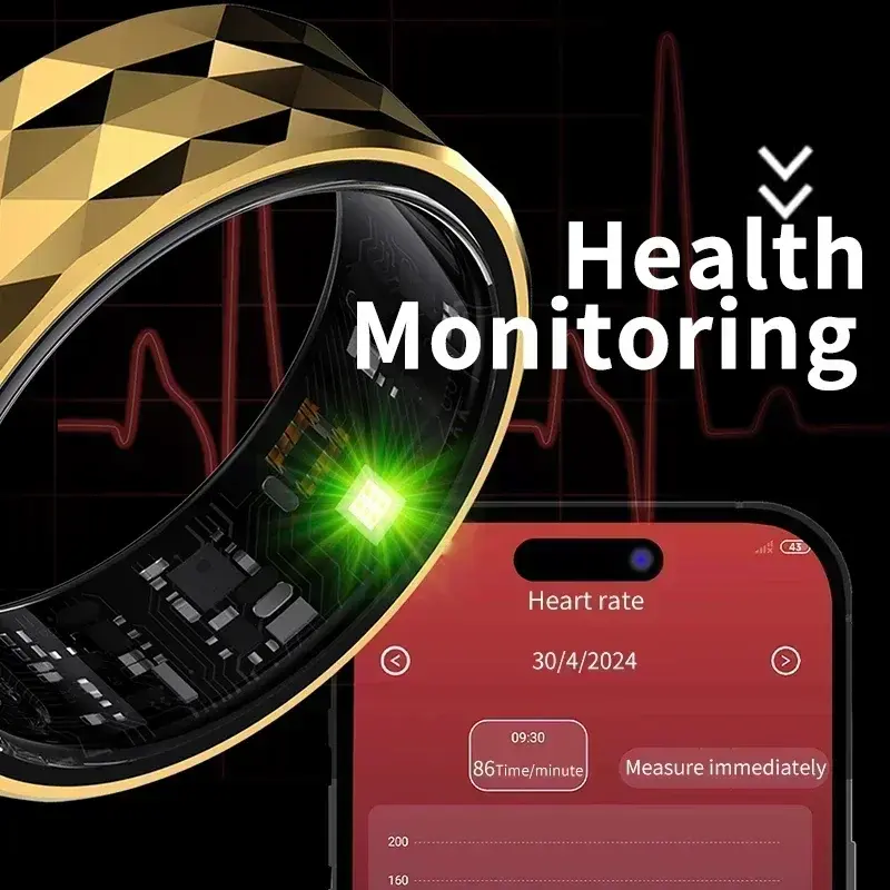 Smart Ring--Heart Rate Blood Oxygen Monitoring Sleep Health Monitor Sport Activity Fitness Calorie Counting Tracker Rings IP68