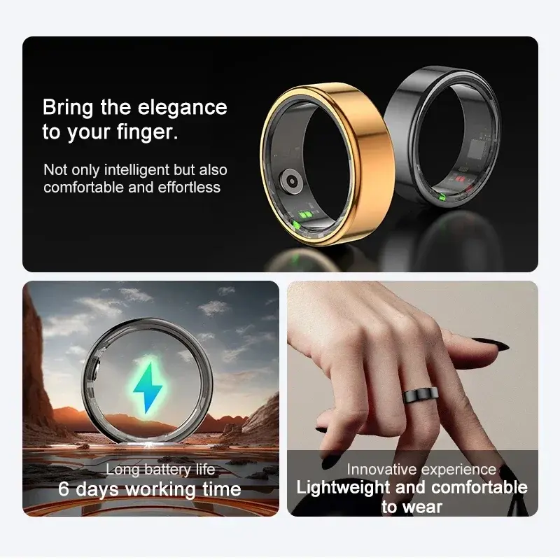 Smart Ring Health Monitoring Heart Rate Blood Oxygen Sleep Smartring R02 IP68 Waterproof Multi-sport Modes Tracker Finger Ring