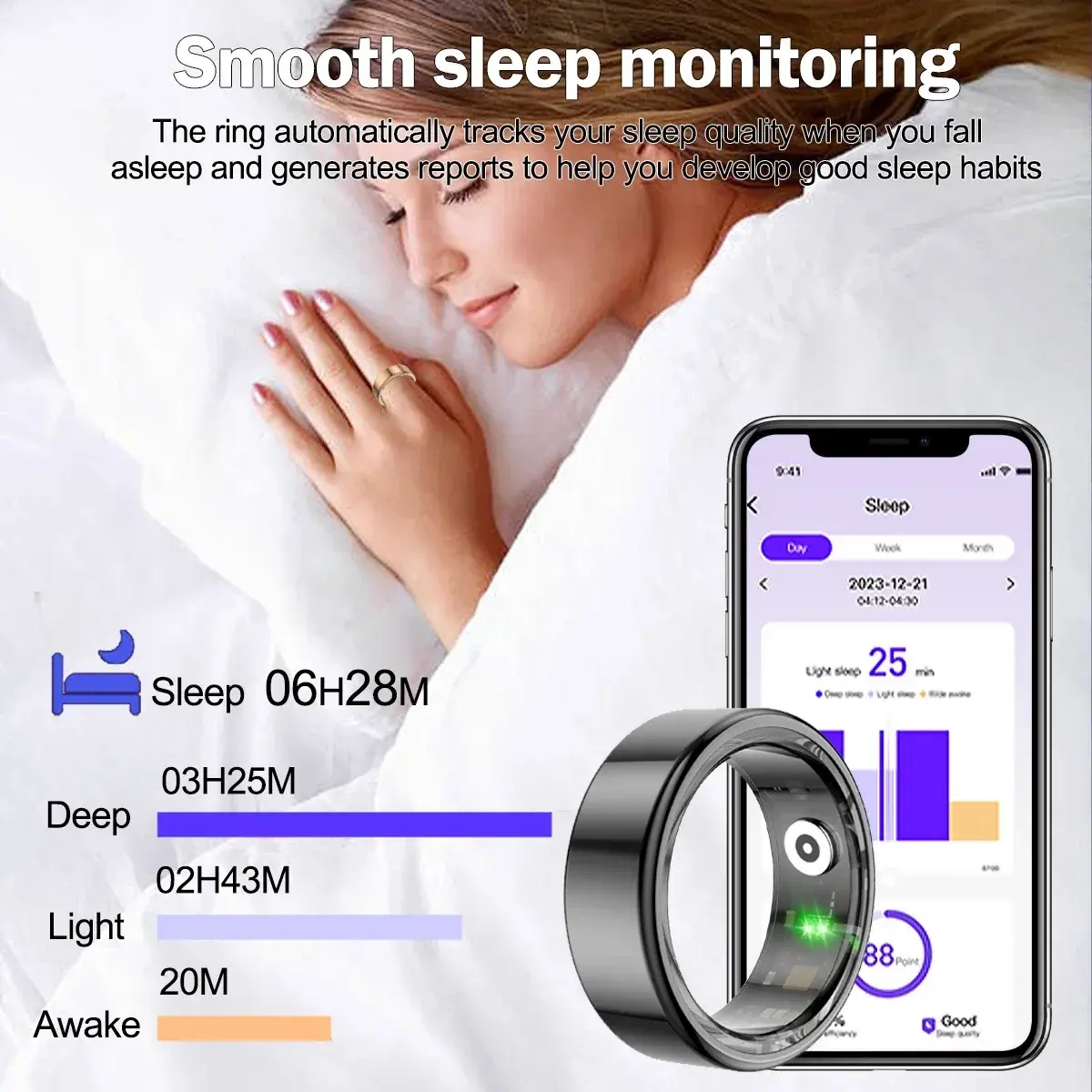 Smart Ring Health Monitoring Heart Rate Blood Oxygen Sleep Smartring R02 IP68 Waterproof Multi-sport Modes Tracker Finger Ring