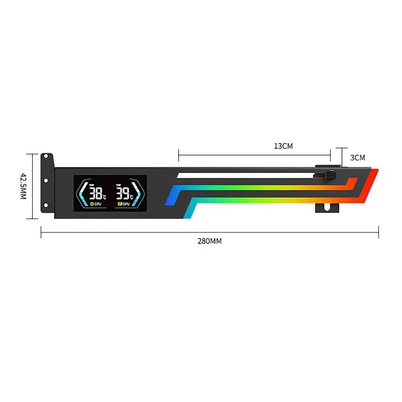 Bracket Computer Graphics Card VGA Holder Z-X6 Graphics Card ARGB Temperature Display 5V 3-PIN Height Adjustable for Computer