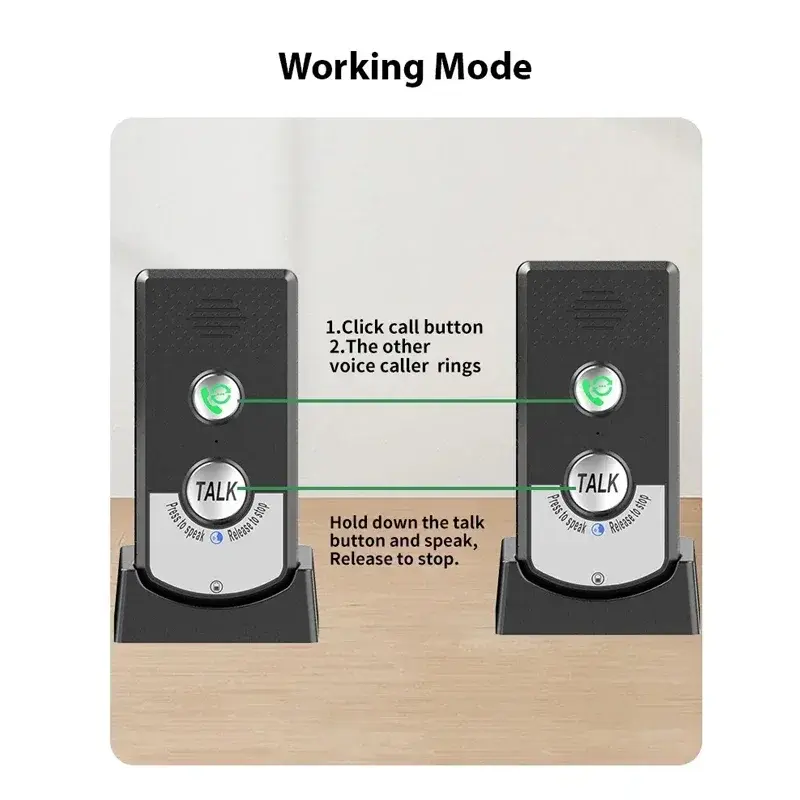 Wireless Intercom Doorbell 1000m Long Distance Door Phone Two Way Audio Voice Sender&Reciever for Hospital Hotel Call Door Chime