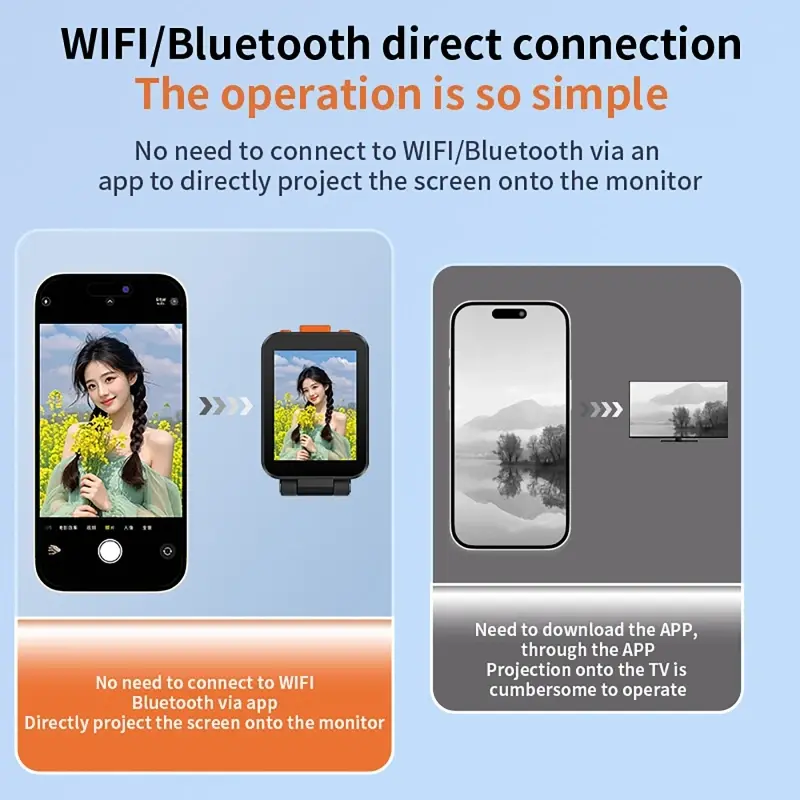 Wireless Smartphone Magnetic Monitor Screens Device for Phone Vlog Live Stream Video Recording Screen Phone Rear Camera Selfie
