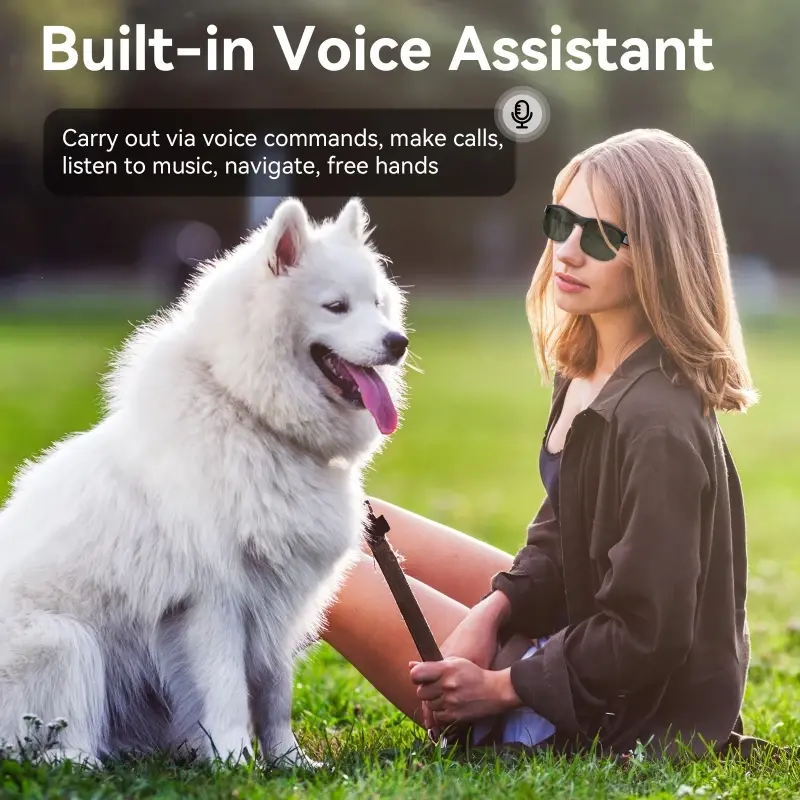 Bluetooth Smart Glasses Headset for Intelligence Color-Changing Sunglasses UV Protection HD Call Travel Voice Assistant Glasses