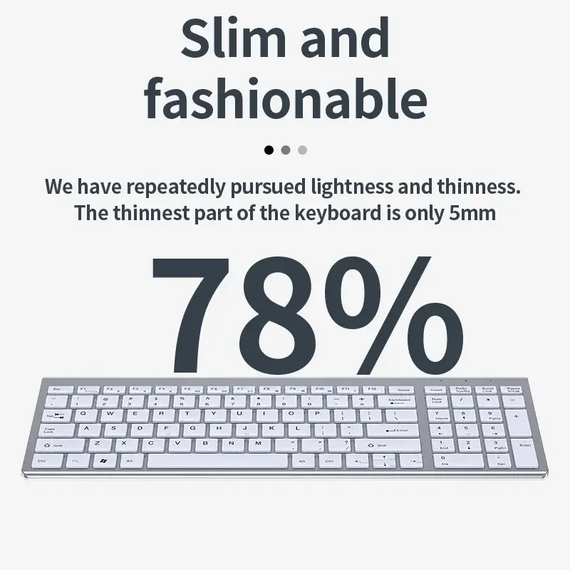 Bluetooth 5.0&3.0&2.4G Wireless Keyboard Mouse Combo FN+1/2/3 Dual-Mode Keyboard Mouse Set for Laptop PC TV iPad Macbook Android