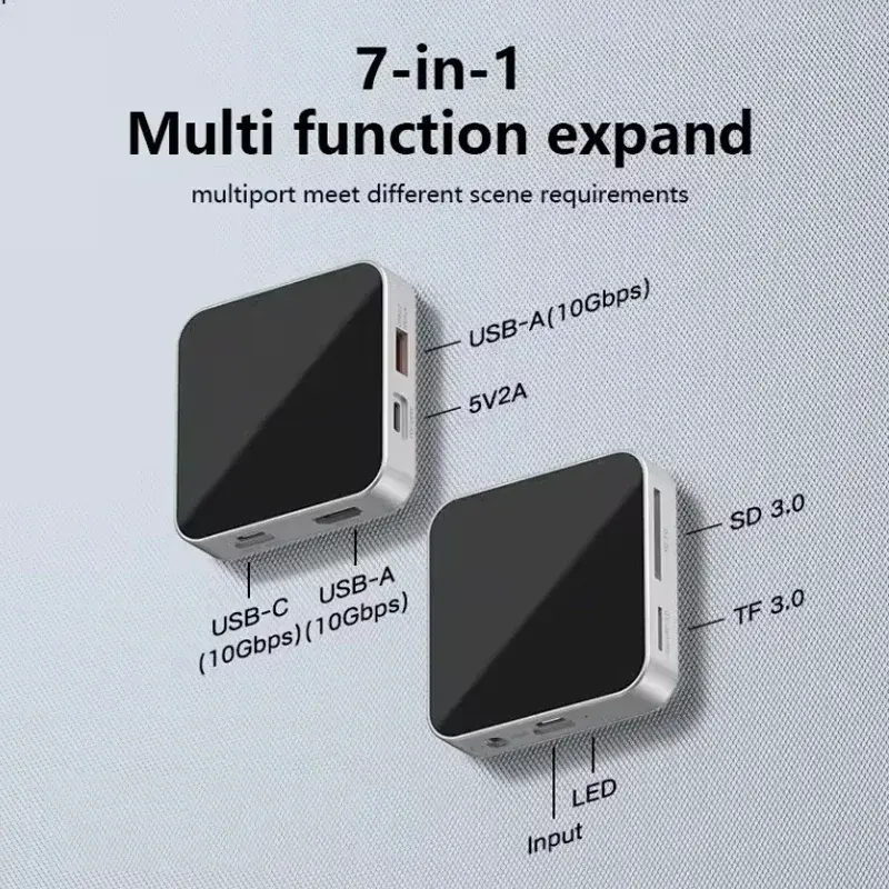 8 In 1 USB Hub Magnetic Docking Station USB-A 3.2 10Gbps PD100W 4K 60HZ USB-C Hubs for Mac OS Windows Linux Android Dock Station
