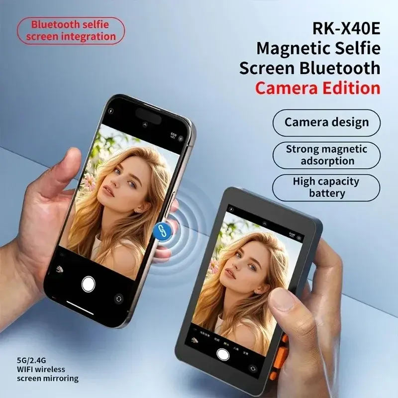 Magnetic Phone Selfie Monitor Screen for Smartphone Rear Camera Selfie Vlog Live Stream for iPhone Android phone Video Recording