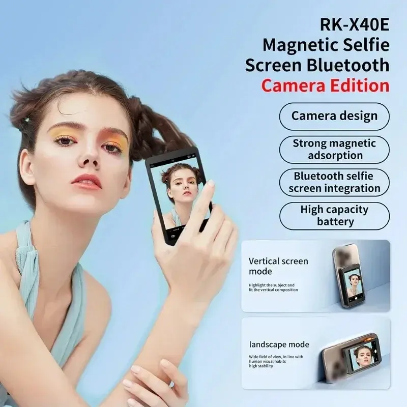 Magnetic Phone Selfie Monitor Screen for Smartphone Rear Camera Selfie Vlog Live Stream for iPhone Android phone Video Recording
