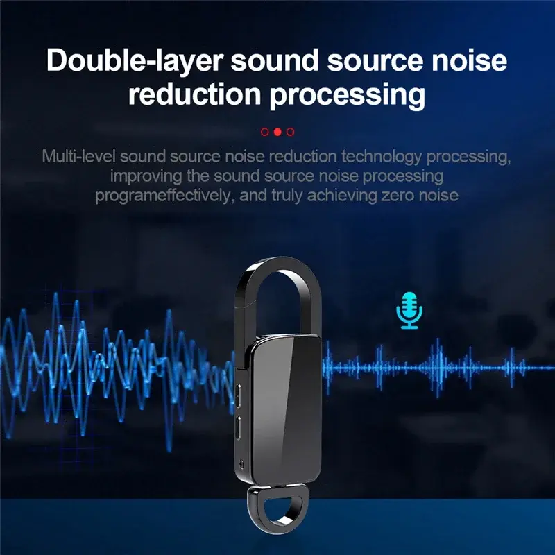 Mini Dictaphone Noise Reduction Smart Audio Recorder 4GB-128GB Voice Activated Recording Pen Keychain MP3 Digital Voice Recorder