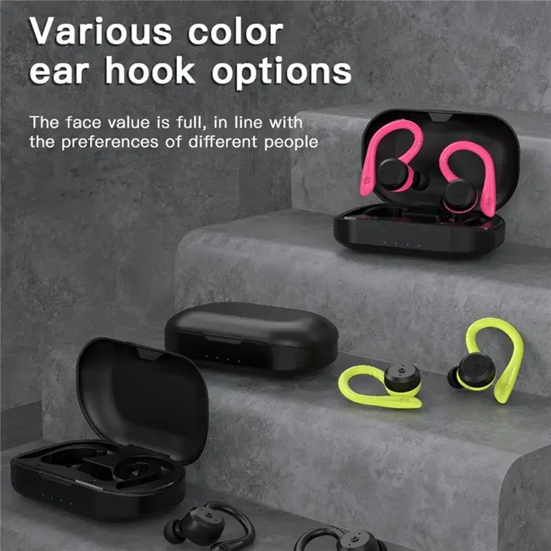 Bluetooth 5.3 Headphones Ear Hook Earphones Wireless Earphones HiFi Stereo Waterproof Headset Noise Reduction In-Ear Earbuds