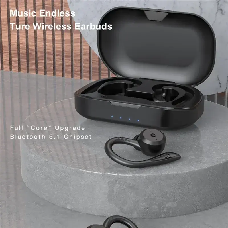 Bluetooth 5.3 Headphones Ear Hook Earphones Wireless Earphones HiFi Stereo Waterproof Headset Noise Reduction In-Ear Earbuds
