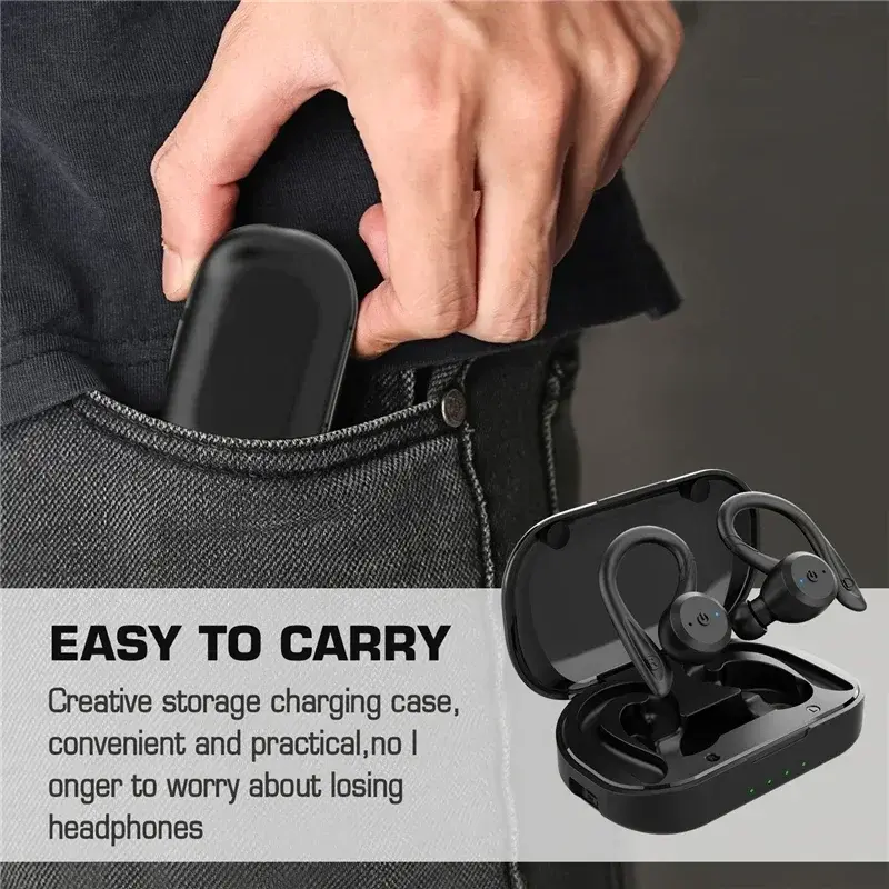 Bluetooth 5.3 Headphones Ear Hook Earphones Wireless Earphones HiFi Stereo Waterproof Headset Noise Reduction In-Ear Earbuds