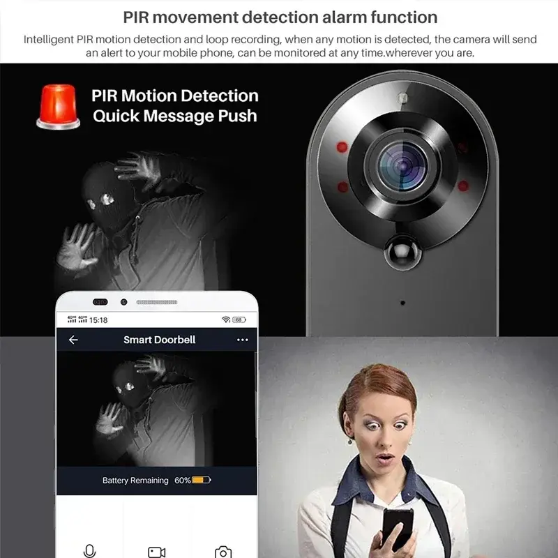 1080p Video Camera Smart Wireless Doorbell WiFi Door Bell Tuya Smart Home Security Motion Detect Night Vision Intercom Doorbell