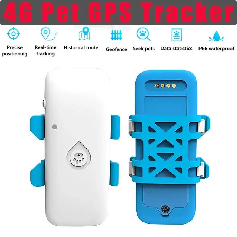 Realtime Anti-Lost 4G Dog Cat GPS Tracker for Pets GPS Locator Remote Location Tracking Animal Finder IP67 Smart Pet Trackers