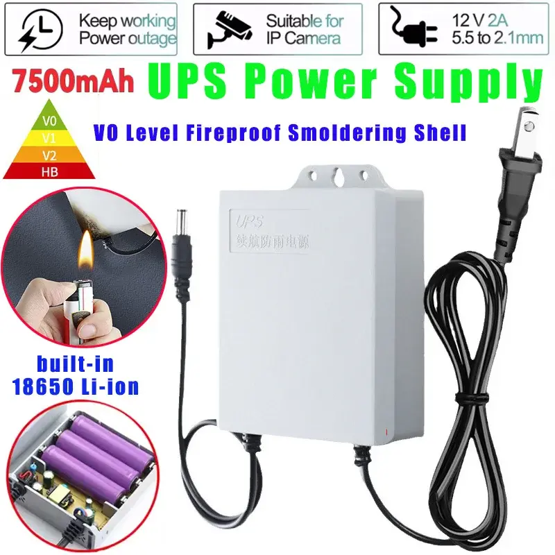 built-in Battery 7500mAh UPS Security Camera Special Power Cable Power Supply Power Outage To Continue Working CCTV Accessory