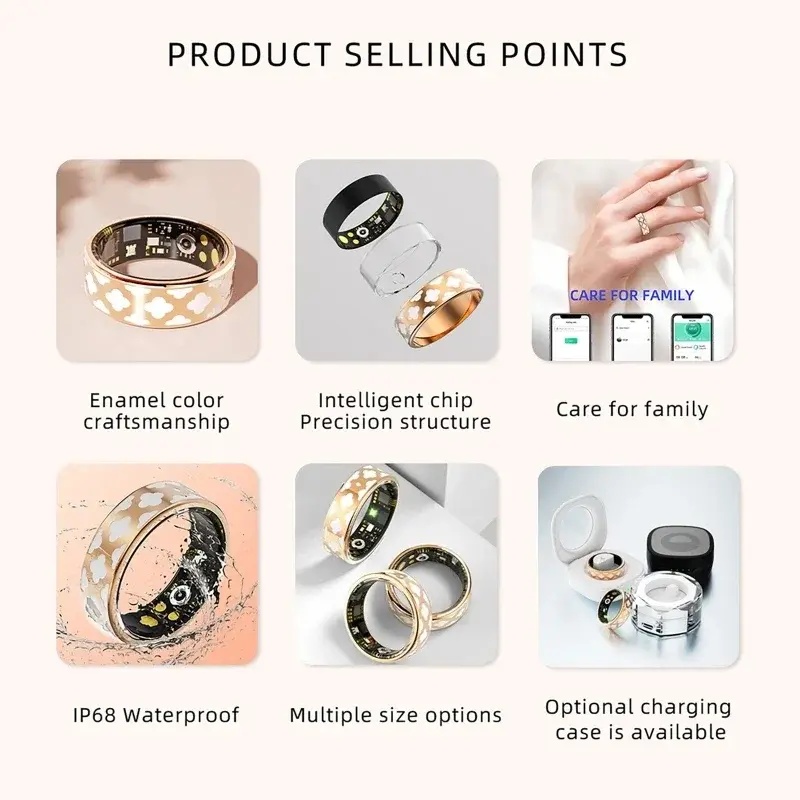 For Xiaomi Smart Ring Men Women Heart Rate Blood Oxygen Sleep Health Monitor Sport Fitness Tracker Smartring For Android IOS