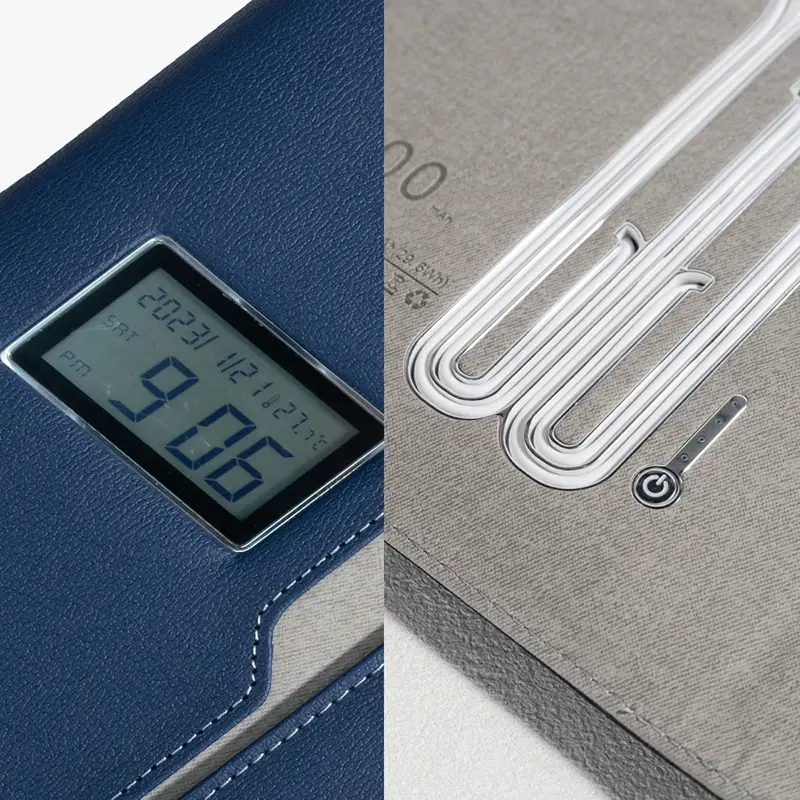 with Time Date Temperature Function Smart 5V 2A Notebooks 8000mAh USB Wired One-to-Four Charging + Wireless Charging Notebook