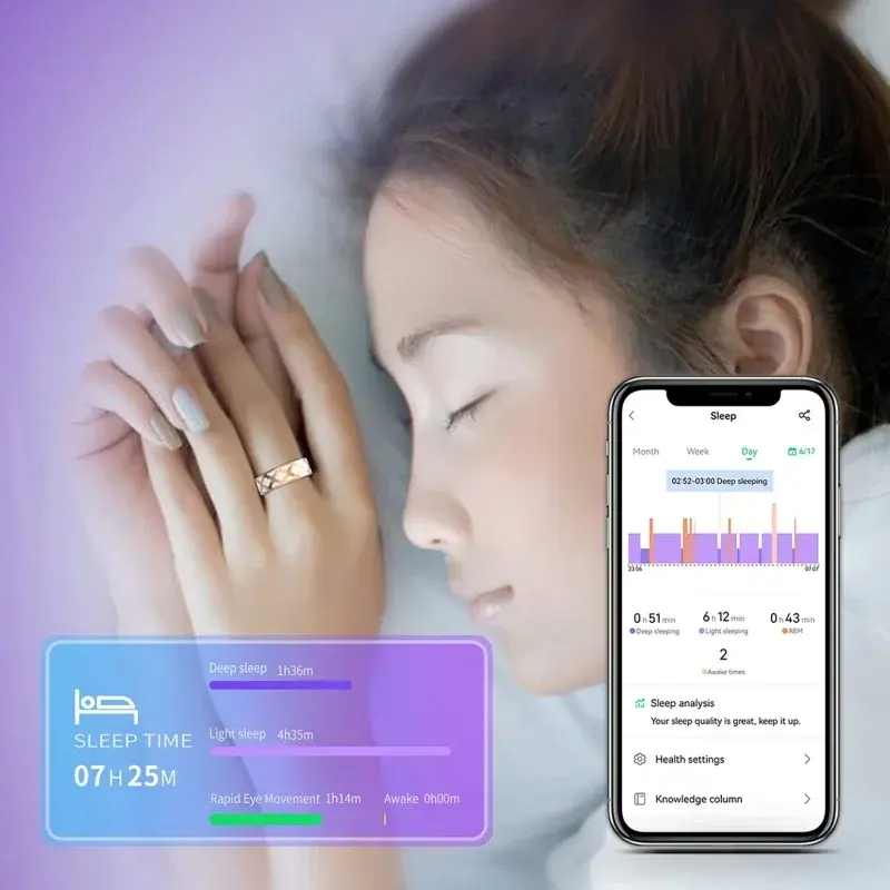 For Xiaomi Smart Ring Men Women Heart Rate Blood Oxygen Sleep Health Monitor Sport Fitness Tracker Smartring For Android IOS