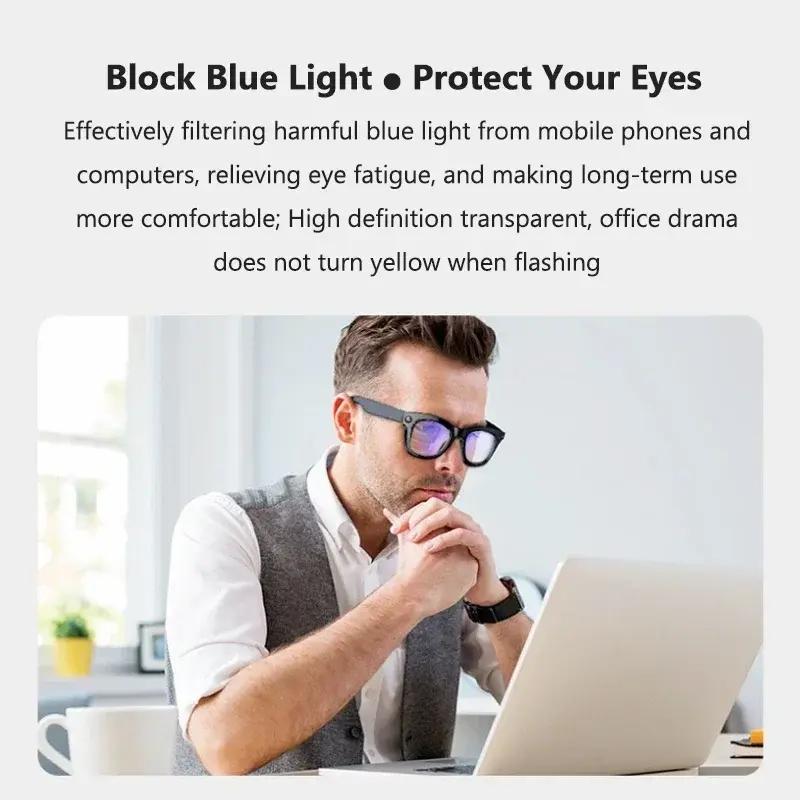 HD 1080P Smart Bluetooth Glasses Call Music Remote Control Camera AI Smart Bluetooth Sunglasses Ride Sports Waterproof Camcorder