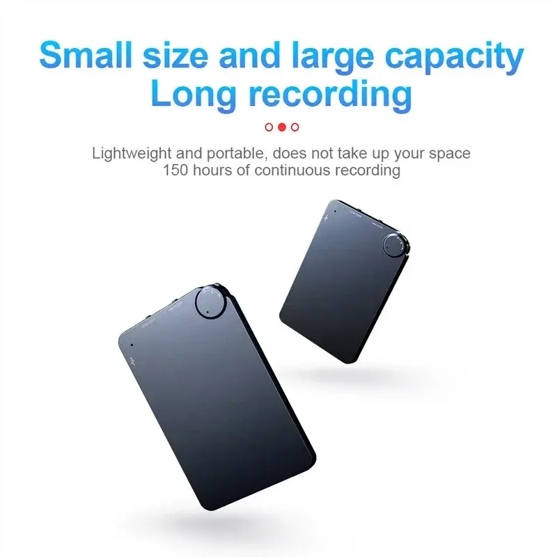 AI Powerd Digital Voice Recorders Mini Dictaphone MP3 Player Voice Activated Recorder Ultra-thin Card Style Sound Audio Recorder