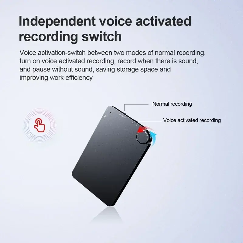 AI Powerd Digital Voice Recorders Mini Dictaphone MP3 Player Voice Activated Recorder Ultra-thin Card Style Sound Audio Recorder