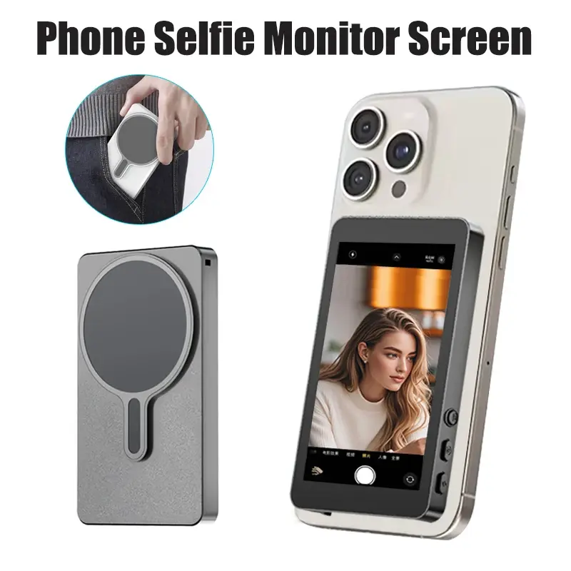 Selfie Monitor Screen Magnetic Wireless for Smartphone Vlog Live Stream Video Record Phone Rear Camera Selfie for iphone Android