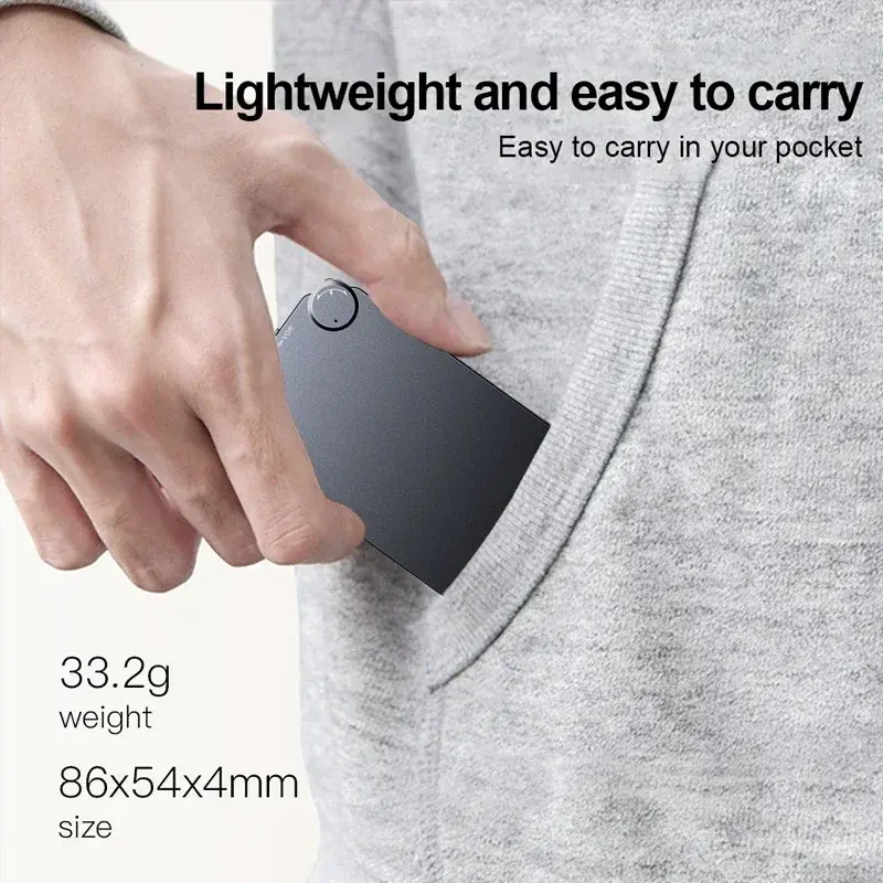 AI Powerd Digital Voice Recorders Mini Dictaphone MP3 Player Voice Activated Recorder Ultra-thin Card Style Sound Audio Recorder