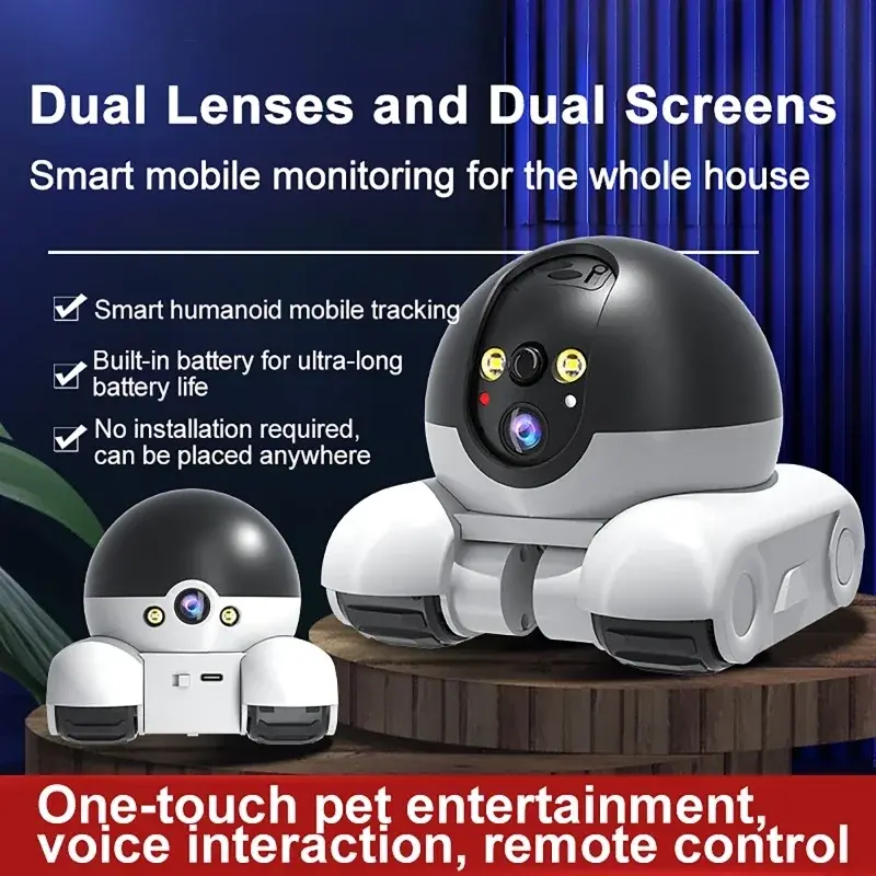 AI Humanoid Detection APP IP Camera Full Color Dual Lens 8MP HD1080p Cat/Dog Playing Running Home Security CCTV Baby Monitor