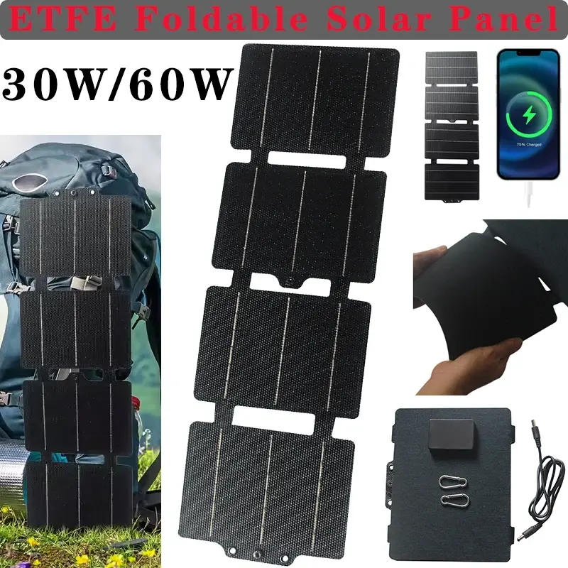 Foldable 5V USB Solar Panel 30W,60W / m² Portable Folding Bag Battery Charger for Phone Outdoor Camping Waterproof Power Bank