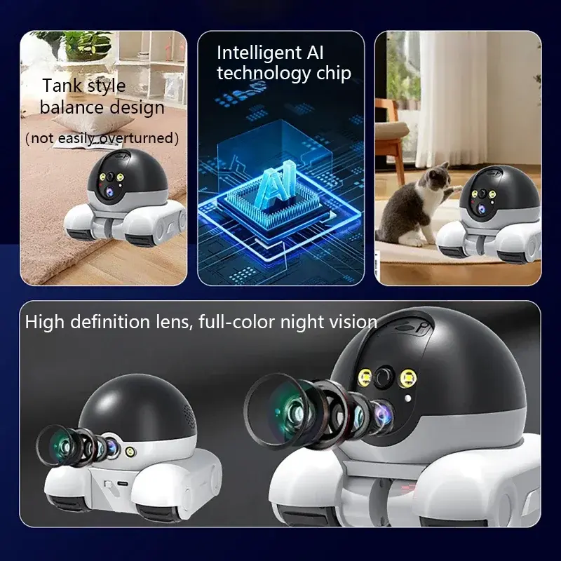 AI Humanoid Detection APP IP Camera Full Color Dual Lens 8MP HD1080p Cat/Dog Playing Running Home Security CCTV Baby Monitor