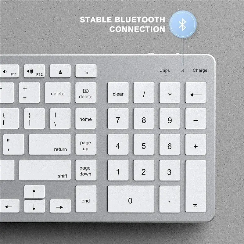 Micro Charging Wireless Keyboard Mouse Set Dual Bluetooth & 2.4G Mode for Mac OS/iOS/iPad OS Rechargeable Key Board for MacBook