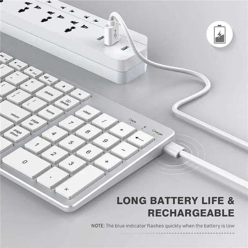 Micro Charging Wireless Keyboard Mouse Set Dual Bluetooth & 2.4G Mode for Mac OS/iOS/iPad OS Rechargeable Key Board for MacBook
