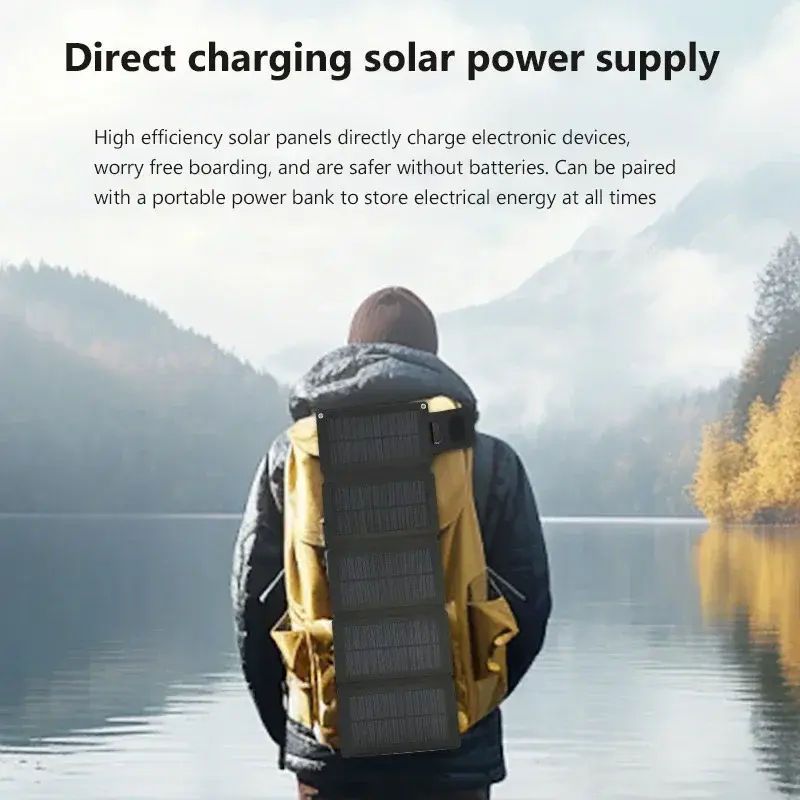 30W/50W Solar Panel Portable Folding Bag USB DC Output Solar Charger Outdoor Power Supply for Home Mobile Phone Power Generator