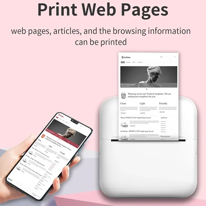 Mini 57mm Portable Thermal Printer+Print Paper Wireless Photo Label Memo Wrong Question Printing With USB Cable Portable Printer