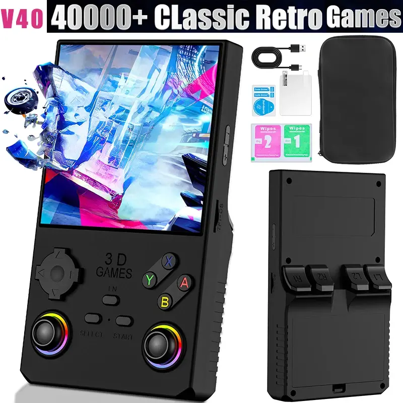 4.0inch 40000+ Games Portable Game Consoles Retro Handheld Game Players Console IPS Screen 3800mAh Long Battery Dual Joystick