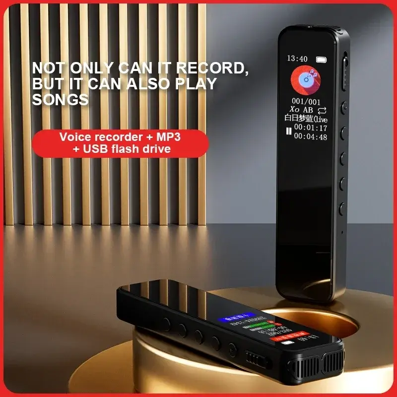 Digital Audio Voice Recorder Noise Reduction Voice Activated Portable Recorder MP3 Music Player Long Recording Pen Dictaphone