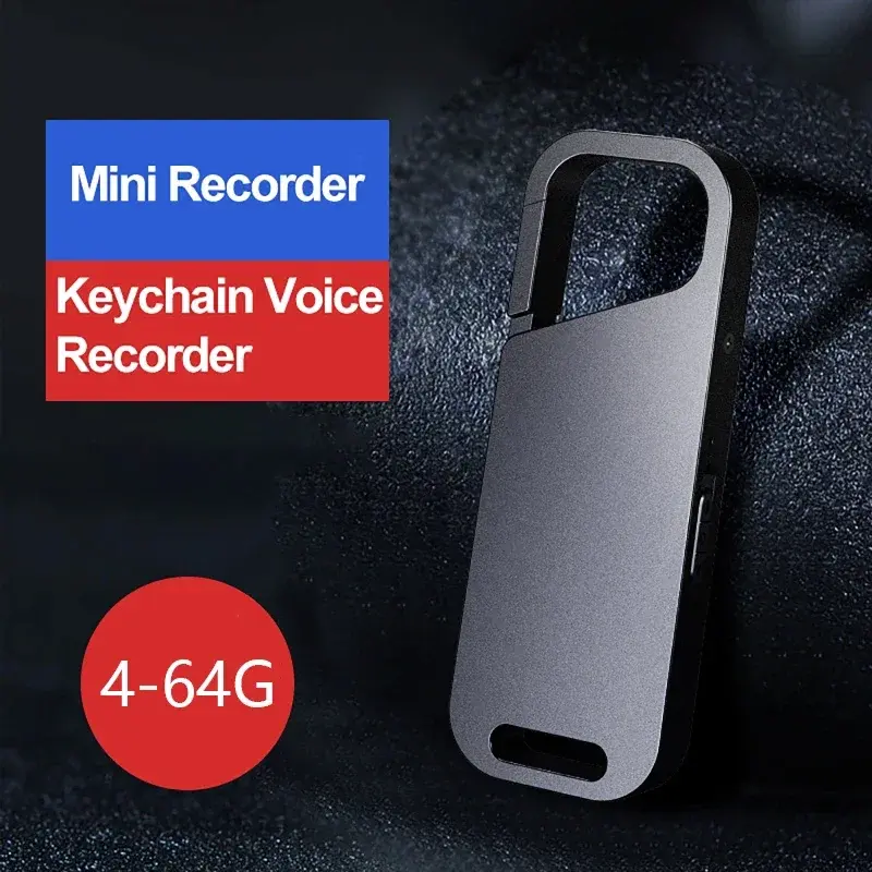 Voice Recorder Small Keychain Sound Activated Key Hook Dictaphone Voice Audio Recording Espial 8G-64G Noise Reduce MP3 Players