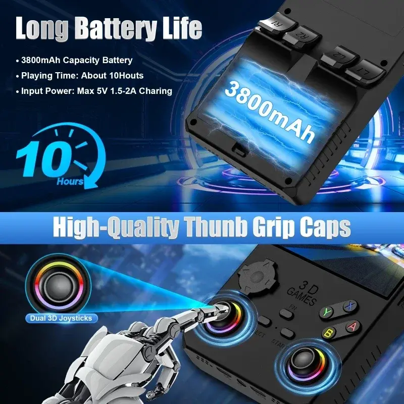 4.0inch 40000+ Games Portable Game Consoles Retro Handheld Game Players Console IPS Screen 3800mAh Long Battery Dual Joystick