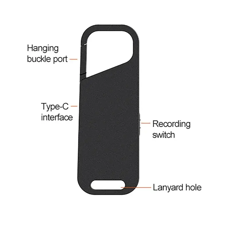 Voice Recorder Small Keychain Sound Activated Key Hook Dictaphone Voice Audio Recording Espial 8G-64G Noise Reduce MP3 Players