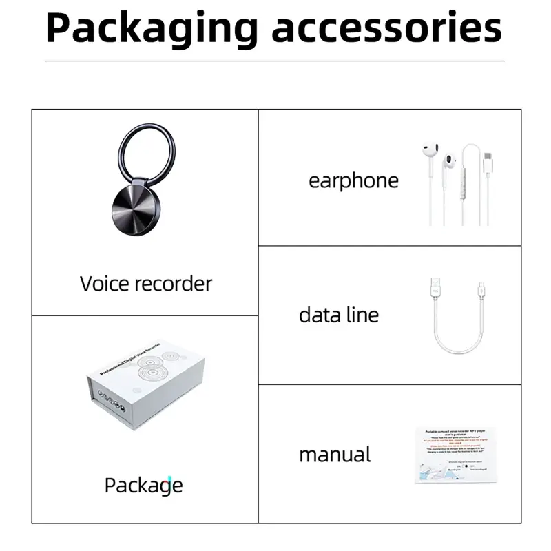 4/8/16/32G Mini Sound Recorder Noise Reduction One Click Recording Small Portable Voice Recorders for Lecture Interview Meeting