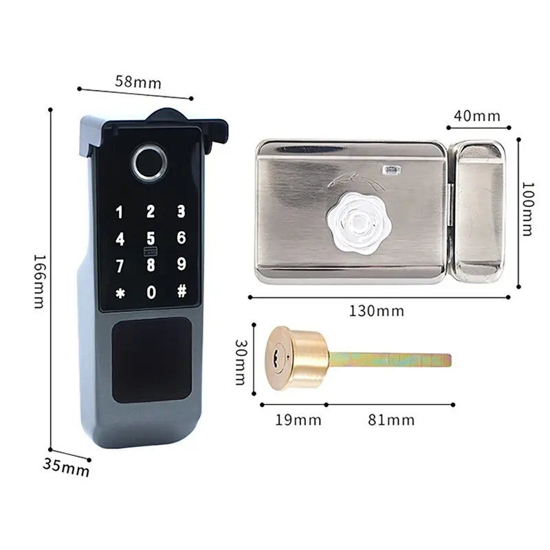 Smart Lock TTLock Version Built In Gateway Tuya Fingerprint+Password+Key+IC Card Remote Control Unlocking Electric Rim Locks